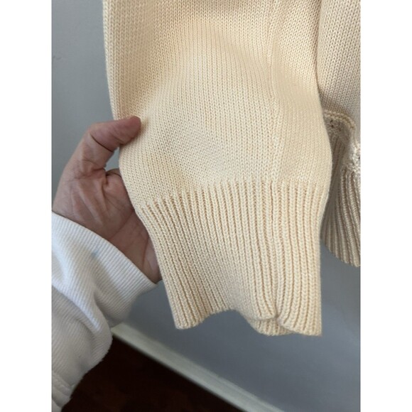 Lauren Ralph Lauren Women’s Size XL Cream Cotton Shawl Collar V-Neck Sweater - Picture 5 of 9